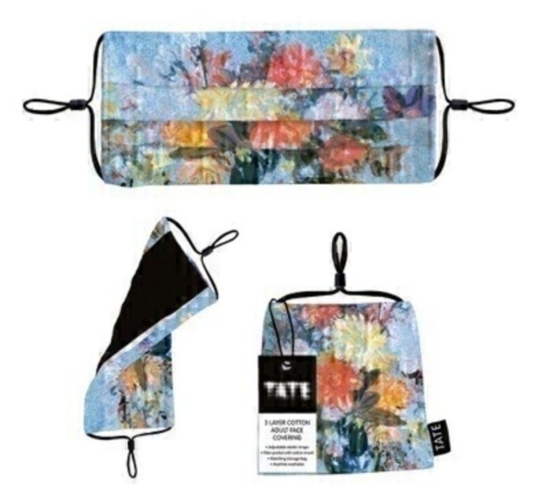 Floral Adult Cotton Reusable Face Mask Blue Cotton Face Mask with Pretty Flowers. This non medical 3 layer cotton face covering has elastic straps with adjustment clips and has a filter pocket with removable cotton insert. The face covering is made out of 100% cotton pleated and cut for a better fit and digitally printed with a full-colour design on the front and contrast colour on reverse. The coverings have a pocket for filters and comes with a matching cotton bag for hygienic storage. Matching storage bag with popper closure to keep your mask safe and clean. Machine washable at 60C. Size in bag (mask folded in half) : 130 x 130 mm